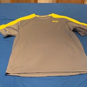 Fila Men's Short Sleeve Gray and Yellow Tee